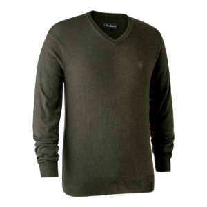 Deerhunter Kingston Striktrøje med V-hals Green Melange 2XL