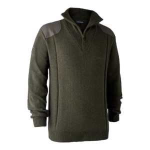 Deerhunter Sheffield Strik med lynlås hals Green Melange 2XL